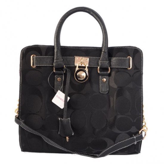 Coach Lock Medium Black Totes AOO | Women - Click Image to Close